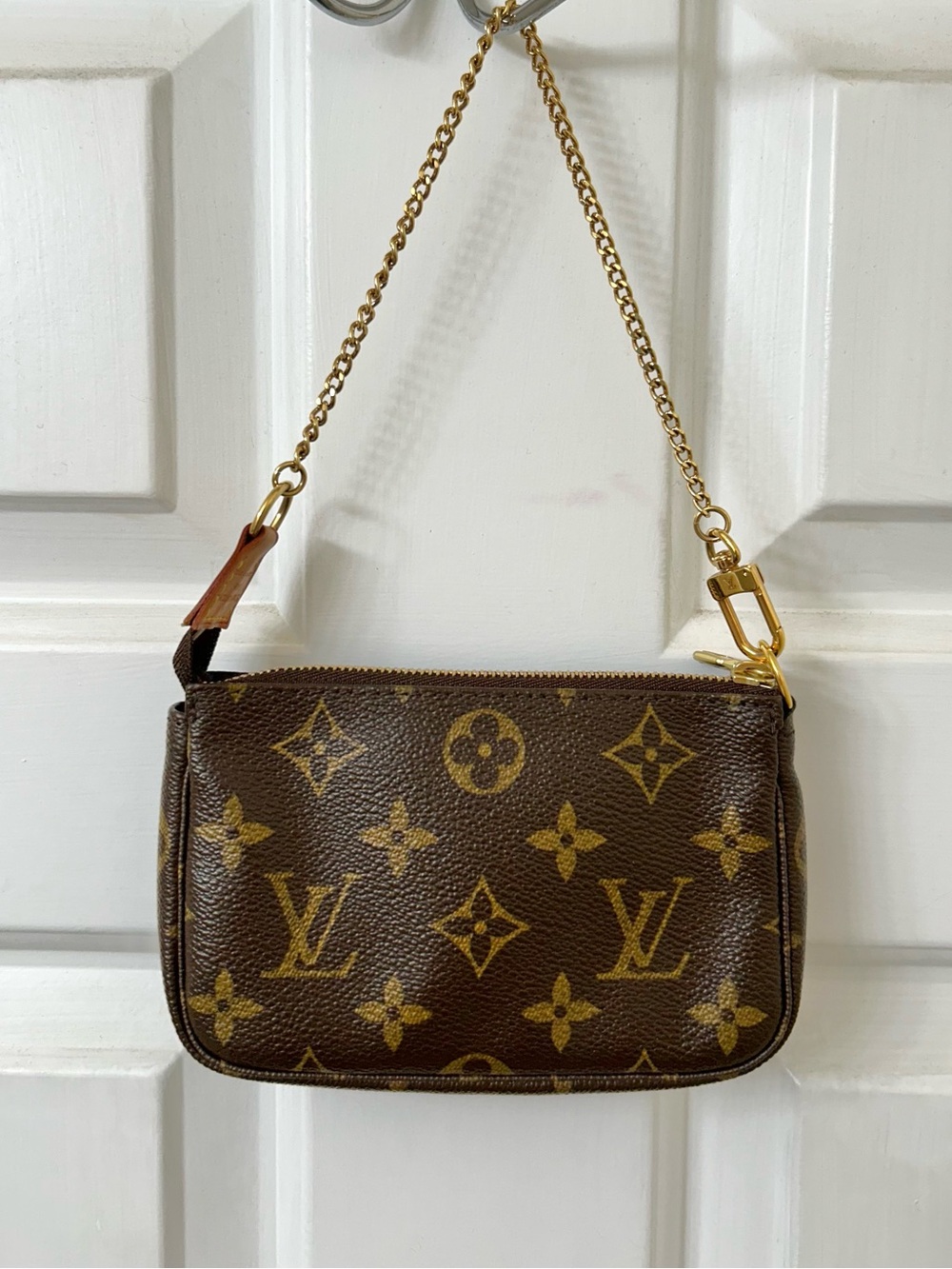 Louis Vuitton Pochette Accessoires Monogram Shoulder Bag Mini Brown Canvas